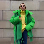 Varm Jacka med Polyesterfyllning och Löst Snitt för Kvinnor