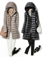 Premium Lättviktig Dunjacka med Avtagbar Huva för Kvinnor