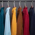 Herrskjorta i bomullscorderoj med långa ärmar, enfärgad, casual business, knappar - STILUNASHOP