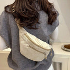 Avslappnad Enfärgad Axelväska i Corduroy – 16,5 cm x 33 cm - STILUNA