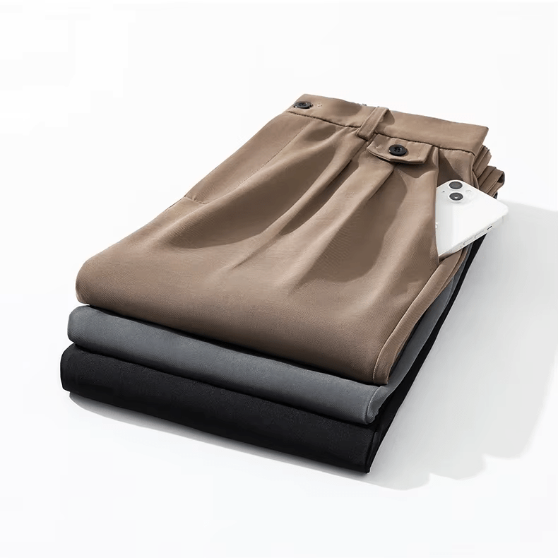 Avslappnade Byxor Dam med Fickor och Elastisk Midja – Klassisk och Modern Stil i Polyester - STILUNA