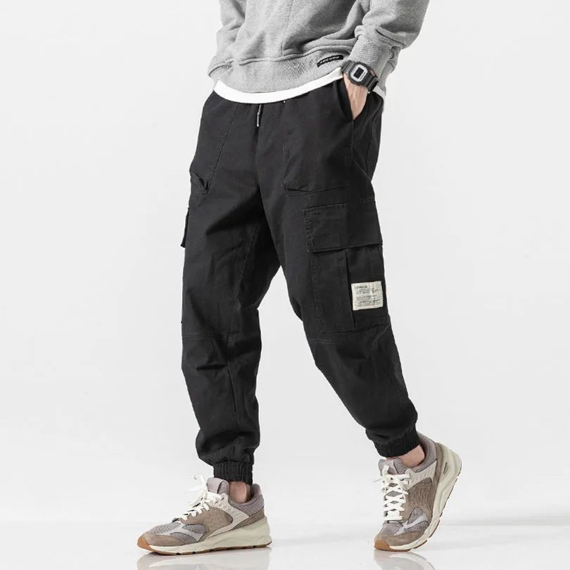 Avslappnade Cargo Byxor med Justerbar Midja och Taperad Ben - STILUNA