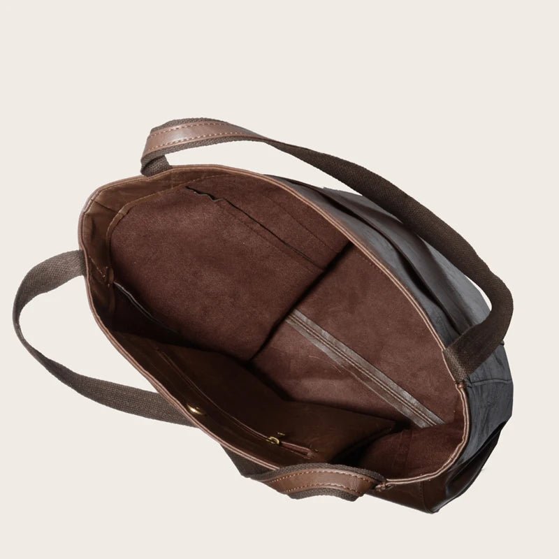 Axelväska Oljevaxläder Stor Kapacitet Modernt Nytt Stort Tote Bag Retro Mjuk Läder Överdimensionerad Shopping Handväska - STILUNA