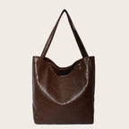 Axelväska Oljevaxläder Stor Kapacitet Modernt Nytt Stort Tote Bag Retro Mjuk Läder Överdimensionerad Shopping Handväska - STILUNA