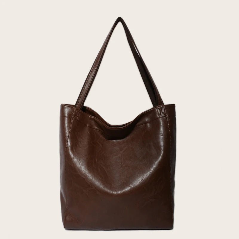 Axelväska Oljevaxläder Stor Kapacitet Modernt Nytt Stort Tote Bag Retro Mjuk Läder Överdimensionerad Shopping Handväska - STILUNA