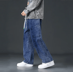 Baggy Streetwear Jeans i Premium 100% Bomull med Elastisk Midja - STILUNA