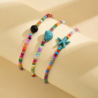 Bohemiskt Armband med Naturstenar och Sjöstjärna – Justerbar Längd 22 cm - STILUNA