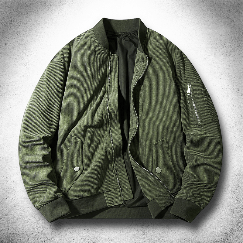 Bomberjacka i Corduroy med Premium Metall Detaljer – Mjuk och Klassisk Design för Tidlös Stil - STILUNA