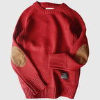 Boston Wool Sweater med Corduroy Elbow Pads – Elegant och Varm - STILUNA
