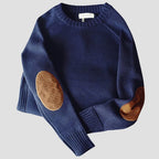 Boston Wool Sweater med Corduroy Elbow Pads – Elegant och Varm - STILUNA