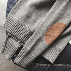 Boston Wool Sweater med Corduroy Elbow Pads – Elegant och Varm - STILUNA