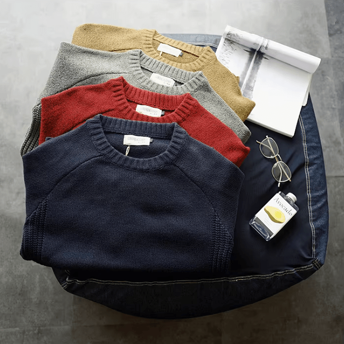 Boston Wool Sweater med Corduroy Elbow Pads – Elegant och Varm - STILUNA