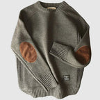 Boston Wool Sweater med Corduroy Elbow Pads – Elegant och Varm - STILUNA