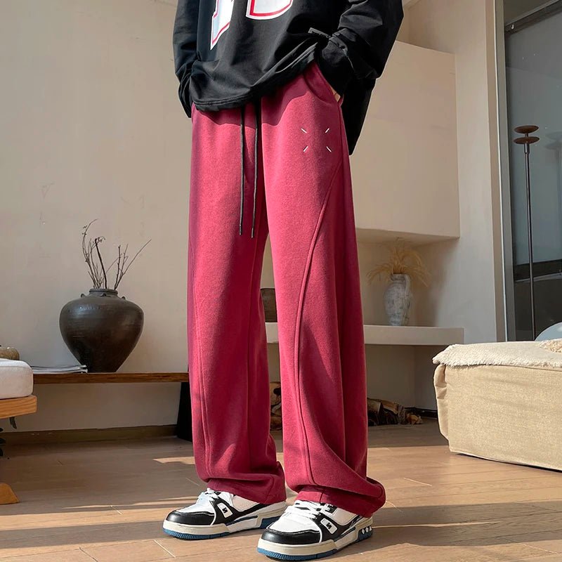 Bredbenade Sweatpants med Justerbar Dragsko – Bekväm Polyesterblandning - STILUNA