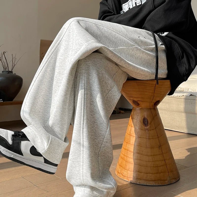 Bredbenade Sweatpants med Justerbar Dragsko – Bekväm Polyesterblandning - STILUNA