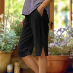 Casual Enfärgade Byxor i Bomull och Hampa med Elastisk Midja - STILUNA