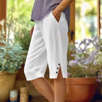 Casual Enfärgade Byxor i Bomull och Hampa med Elastisk Midja - STILUNA