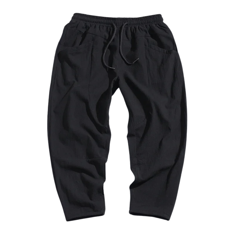 Croppade Byxor i Bomullsblandning med Elastisk Midja och Sidofickor - STILUNA