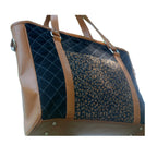 Denim Kilim Läder Svart Sittsäck - STILUNA