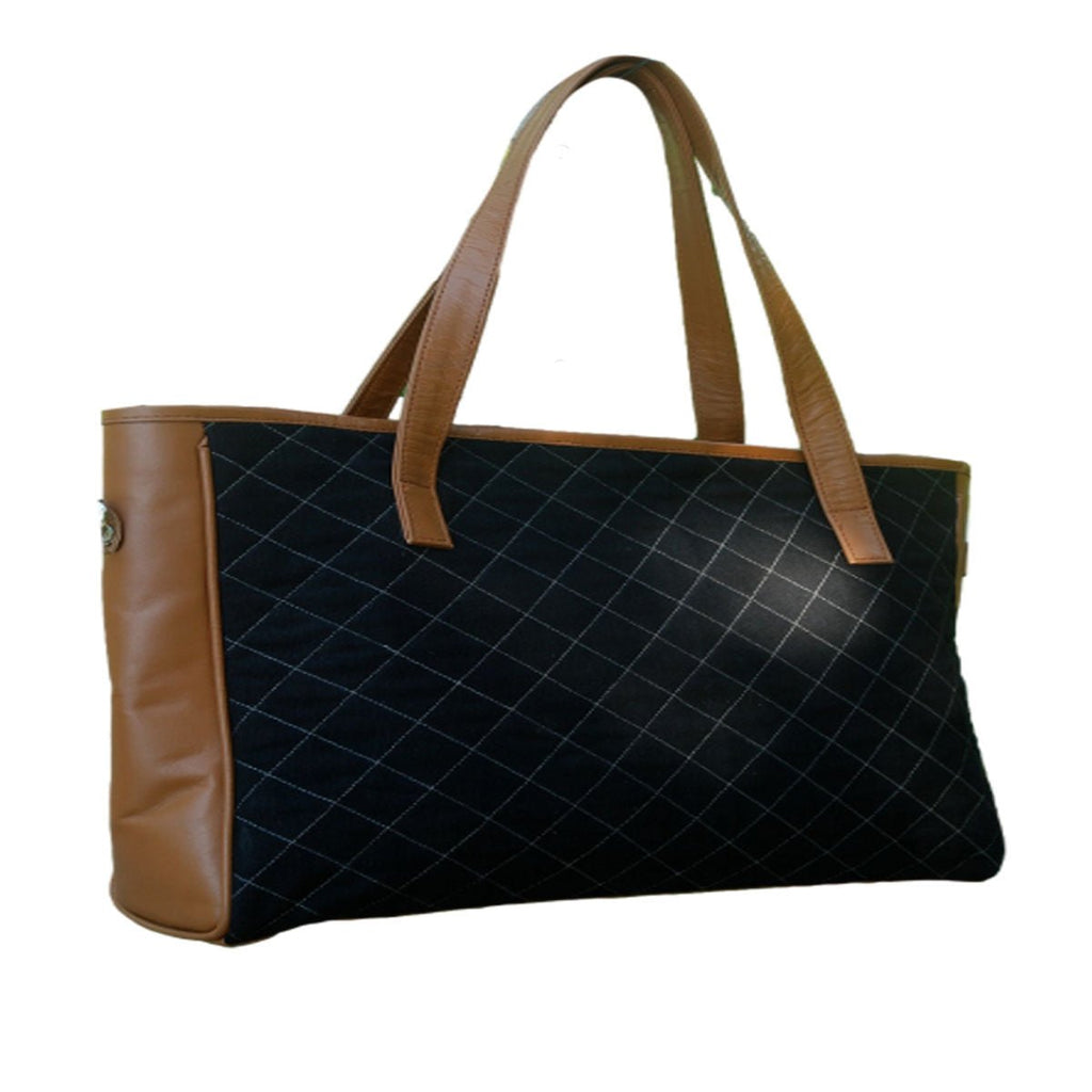 Denim Kilim Läder Svart Sittsäck - STILUNA