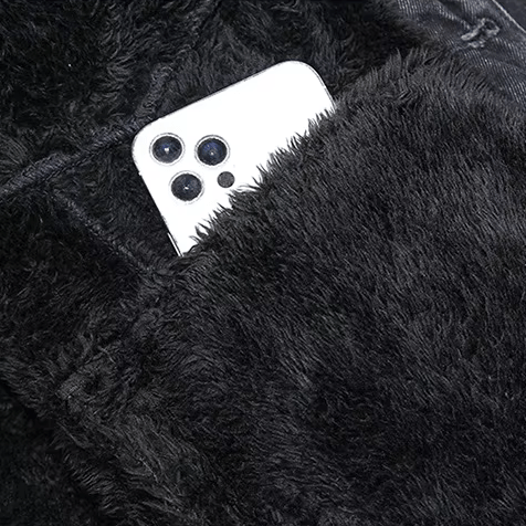 Denimjacka med Fuskpälsfoder och Huva – Klassisk Stil för Kalla Dagar - STILUNA