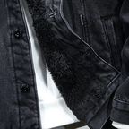 Denimjacka med Fuskpälsfoder och Huva – Klassisk Stil för Kalla Dagar - STILUNA