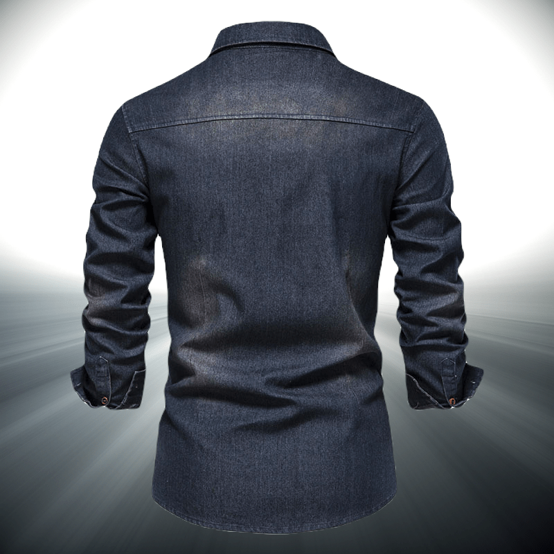 Denimskjorta i Hållbart Material med Western - inspirerad Design – Modern och Avslappnad Stil - STILUNA