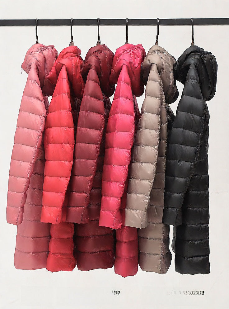 Premium Lättviktig Dunjacka med Avtagbar Huva för Kvinnor