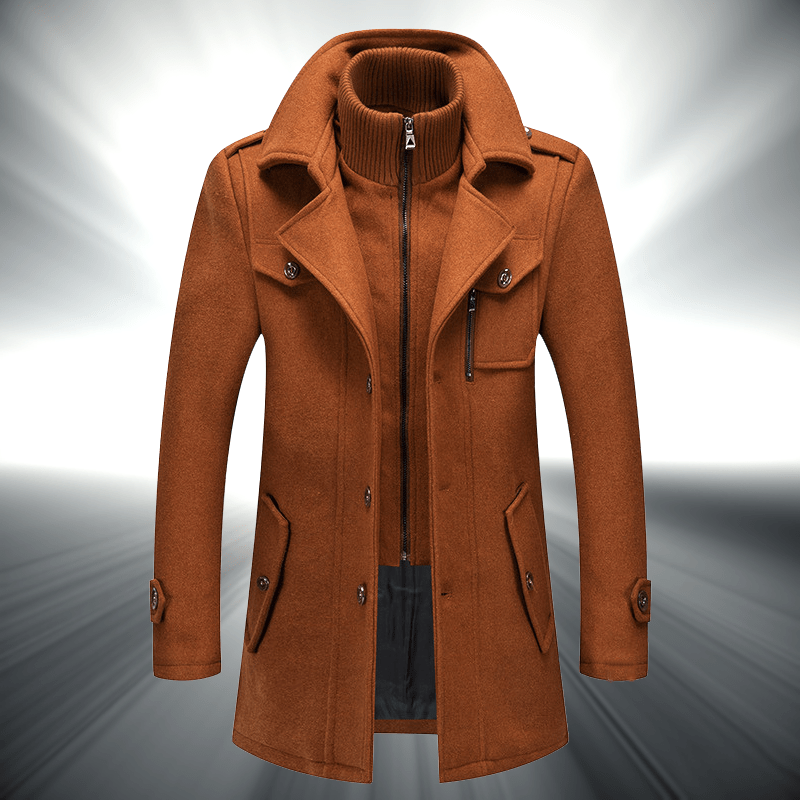 Elegant Herrkappa i Cashmere och Ull med Avtagbar Krage och Bib - STILUNA