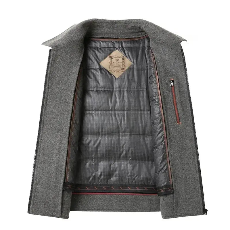 Elegant Ullrock Herr med Avtagbart Innerfoder och Klassisk Krage – Strukturerad Passform för Stil och Komfort - STILUNA