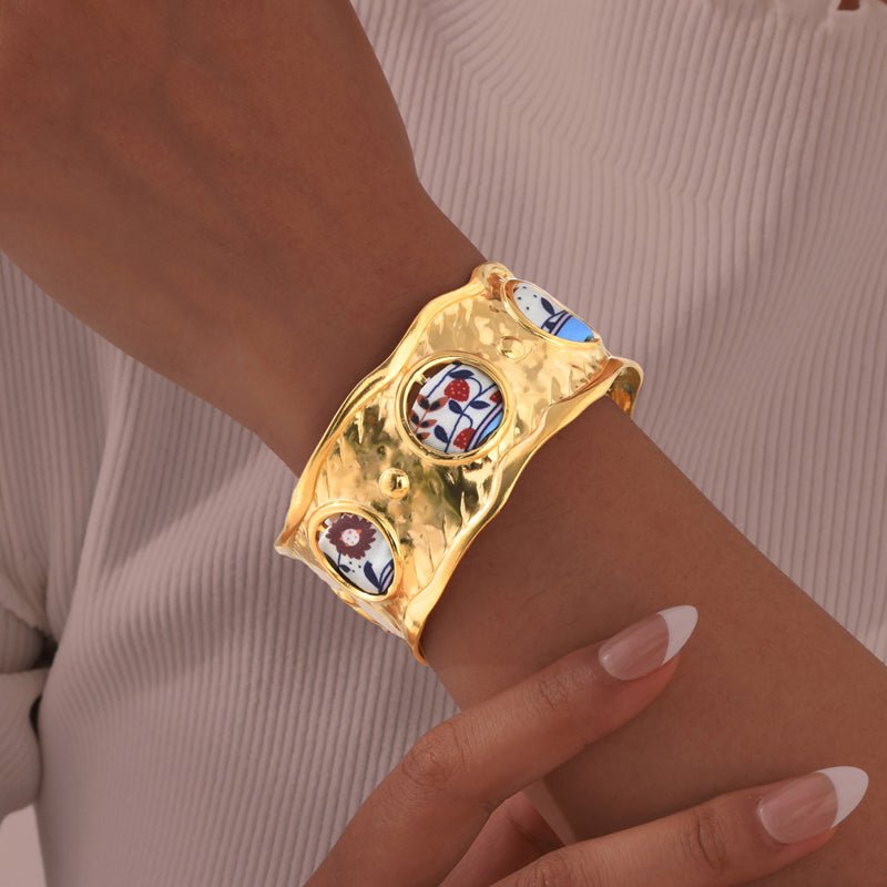 Elegant Vintage Armband i Legering och Polyester – 21,5 cm Längd - STILUNA