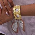 Elegant Vintage Armband i Legering och Polyester – 21,5 cm Längd - STILUNA