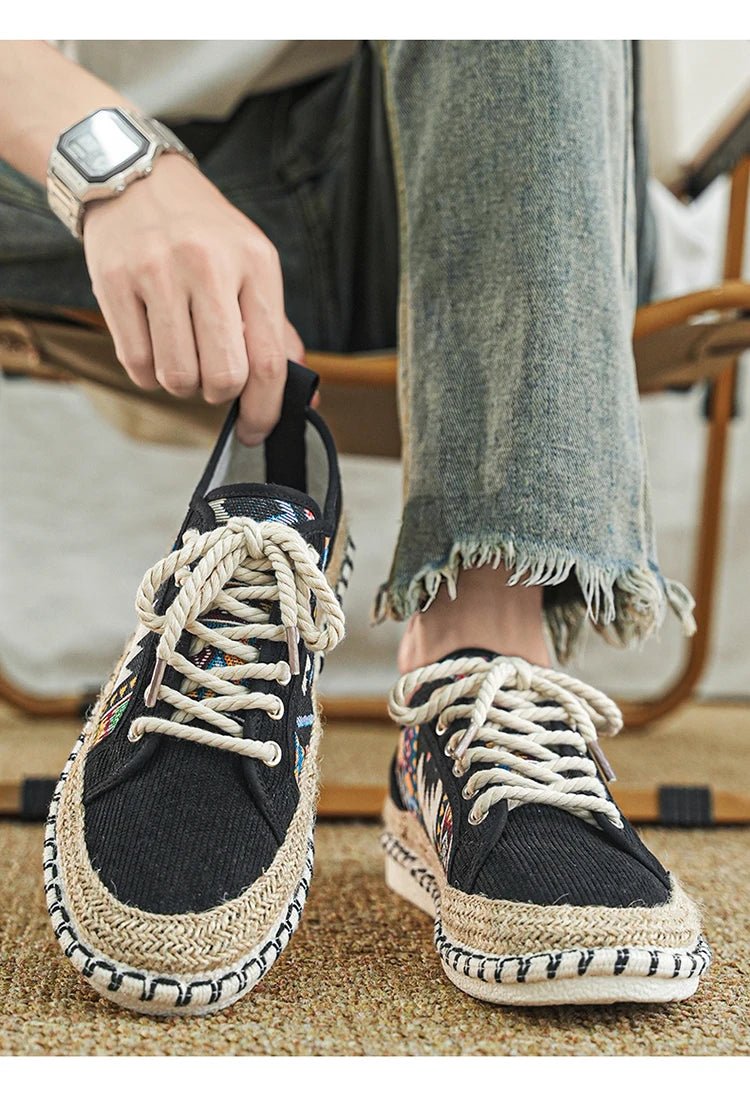 Etnisk Canvas Fiskarskor – Herr - STILUNA