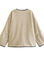 Stilfull Imitationpälsjacka med Rund Hals och Löst Skärning för Kvinnor