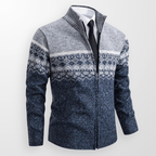 Fair Isle Zip - Up Cardigan med Hel Dragkedja – Klassisk och Bekväm - STILUNA