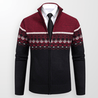 Fair Isle Zip - Up Cardigan med Hel Dragkedja – Klassisk och Bekväm - STILUNA