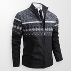 Fair Isle Zip - Up Cardigan med Hel Dragkedja – Klassisk och Bekväm - STILUNA