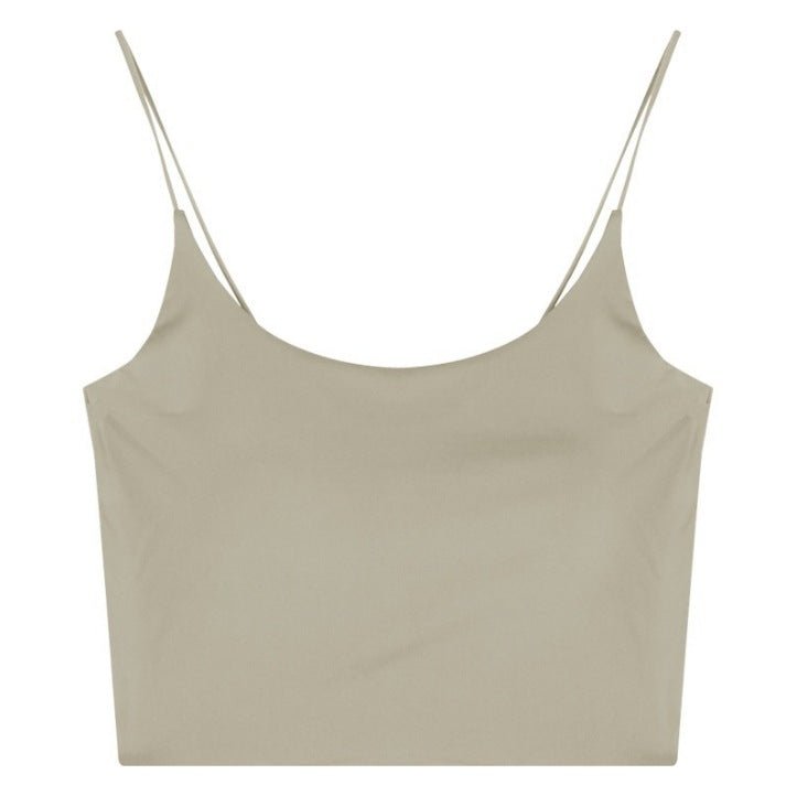 Haltertop i Ice Silk för damer – sömlös crop top med inbyggd bröstkudde, andningsbar & bekväm - STILUNA