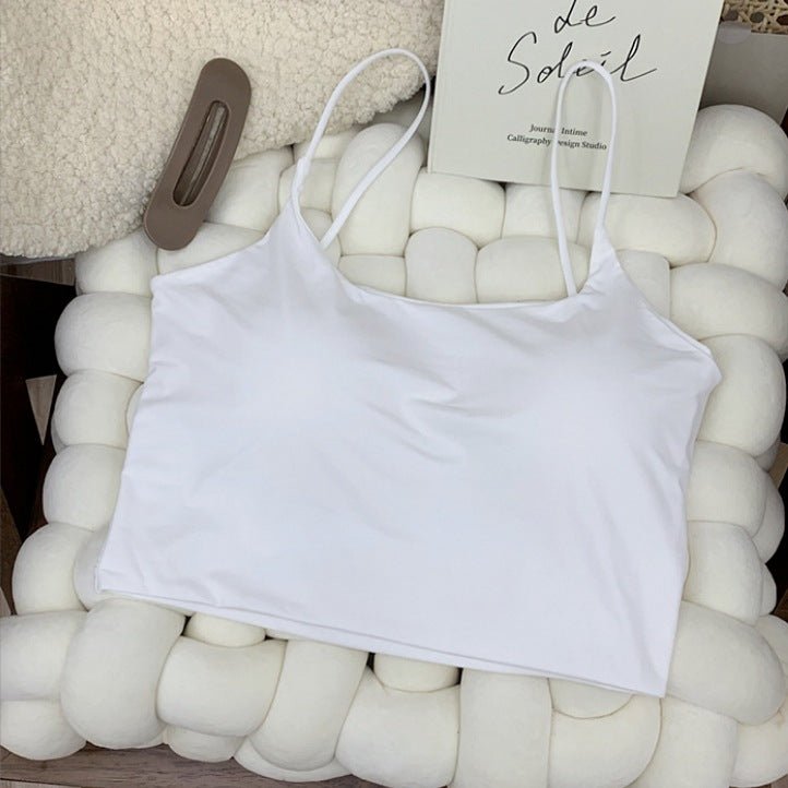 Haltertop i Ice Silk för damer – sömlös crop top med inbyggd bröstkudde, andningsbar & bekväm - STILUNA