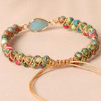 Handvävt Bohemiskt Armband i Natursten och Koppar – Justerbar Längd 17 - 26 cm - STILUNA