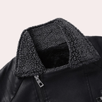 Herrjacka Vinter Svart Storlek M Quiltad PU - Läder med Shearling Foder - STILUNA