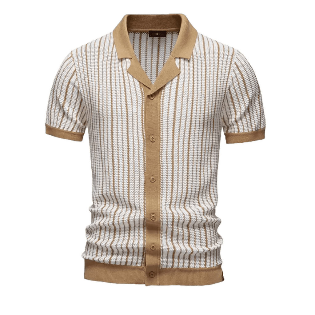 Herrpiké – Randig Mesh Polo med Andasfunktion - STILUNA