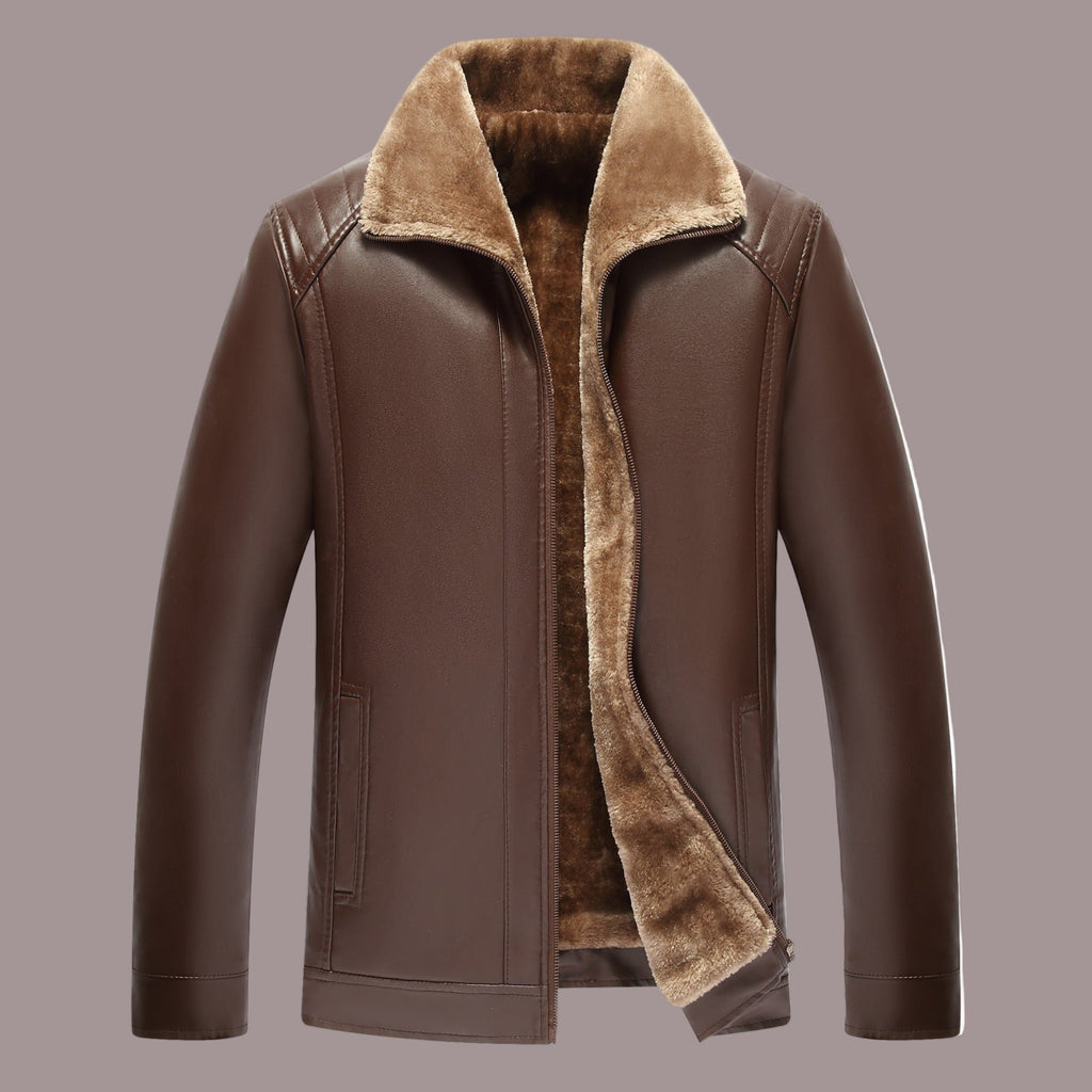 Herrskinnjacka Svart Storlek M PU - Läder Fuzzy Foder - STILUNA