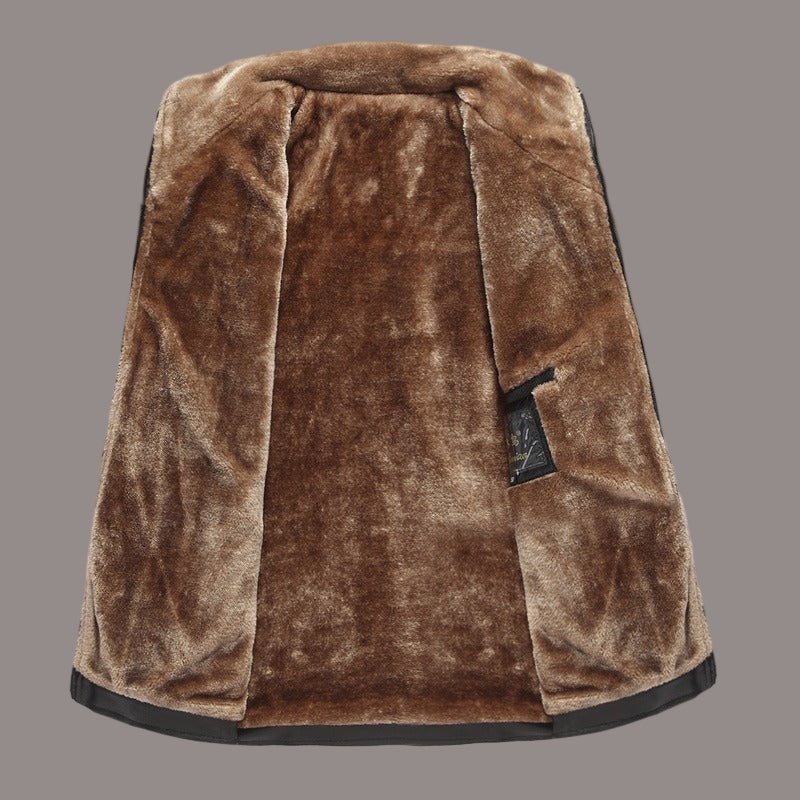 Herrskinnjacka Svart Storlek M PU - Läder Fuzzy Foder - STILUNA