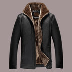 Herrskinnjacka Svart Storlek M PU - Läder Fuzzy Foder - STILUNA