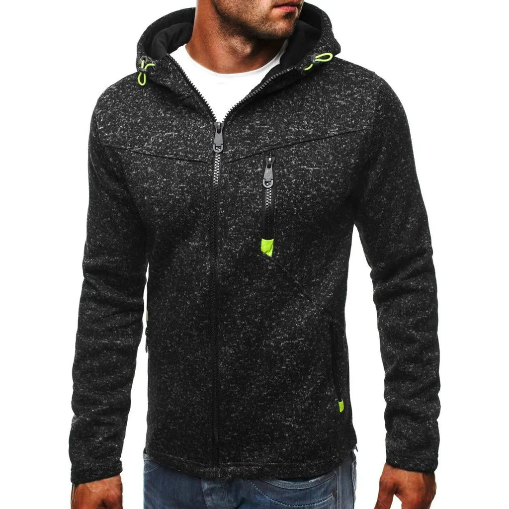 Jacquard Hoodie – Mjuk Fleece - Hoodie för Herr i Modern Pullover - Stil - STILUNA
