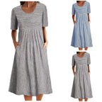 Klänningen med Vintage Stil Med Praktiska Fickor För Dagligt Slitage - STILUNA