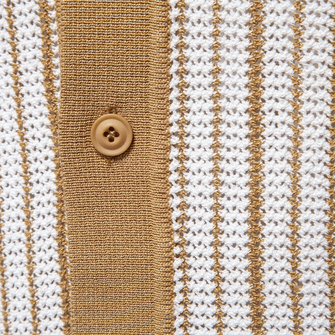 Klassisk Randig Polo Skjorta i Viskosblandning med Öppen Krage – Kort Ärme och Retro Design - STILUNA