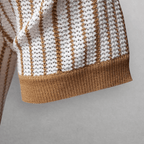 Klassisk Randig Polo Skjorta i Viskosblandning med Öppen Krage – Kort Ärme och Retro Design - STILUNA