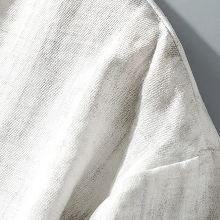 Kortärmad Skjorta Herr i Linneblandning med Knappstängning och Bandkrage – Avslappnad och Andningsbar Design - STILUNA